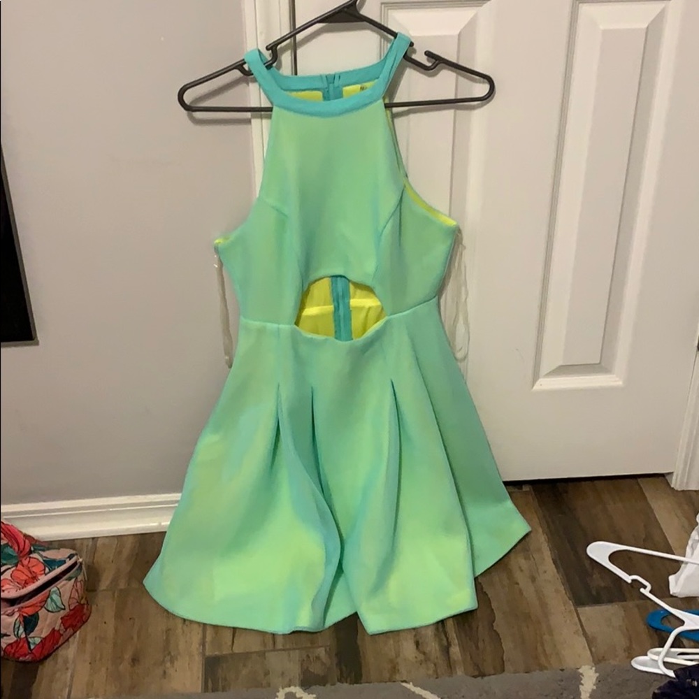 green & yellow dress